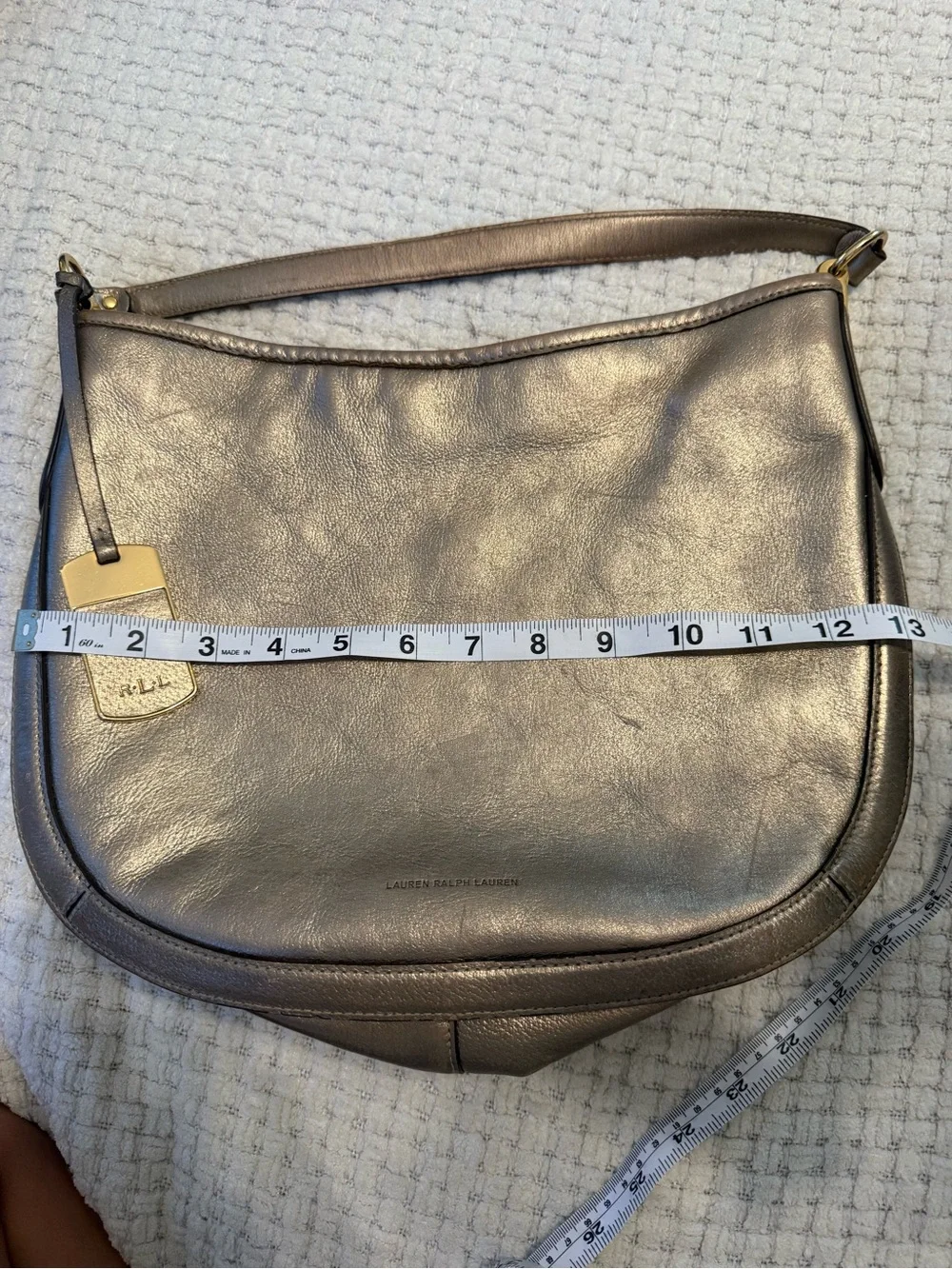 Ralph Lauren Metallic Taupe Shoulder Hobo with Gold Tag